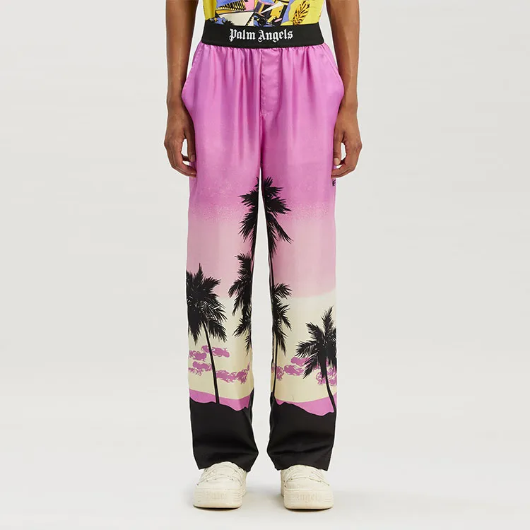 PALM ANGELS Sunset Printed High Waist Pajama Pants-1