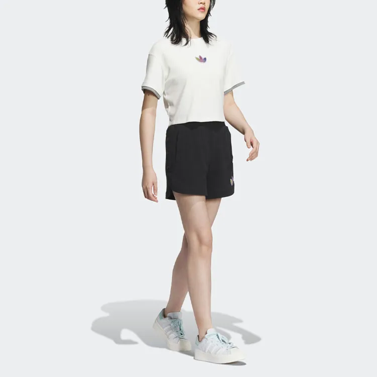 adidas originals Logo Embroidered Short Sleeve Tee 'Off White'-3