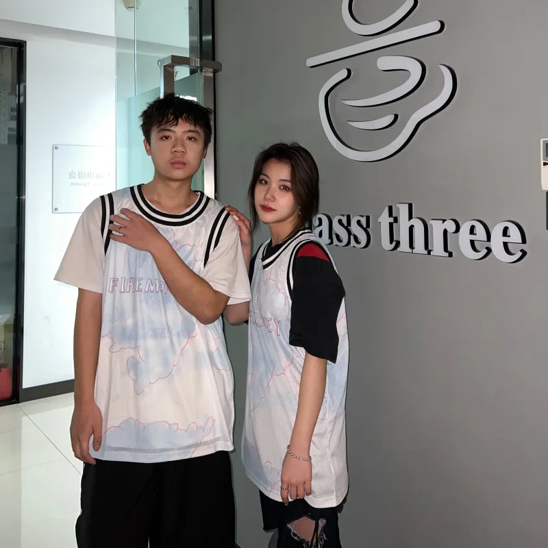 FireMonkey Basketball Jerseys Unisex White Blue-2