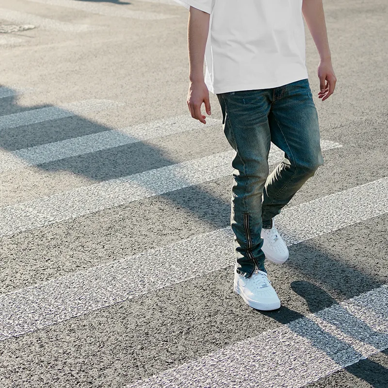 P.M.W Slim Fit Pants Jeans Men's Sky Blue-3