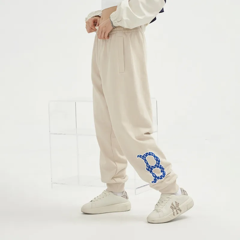 MLB Knitted Sweatpants Unisex Light Beige-4
