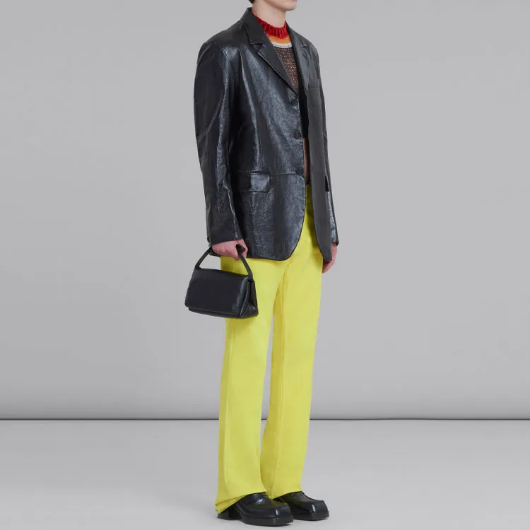 MARNI Single Breasted Long Sleeved Leather Jacket-2