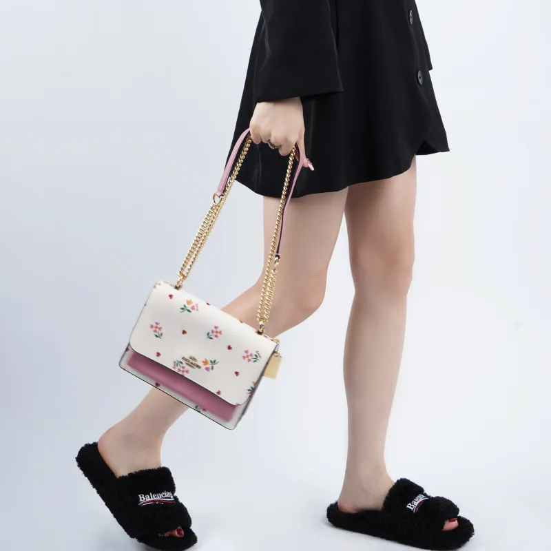 COACH Klare Coated Canvas With Leather Trunk Bag Shoulder Bag Crossbody Bag Small Size Women's Pink White Multicolor-3