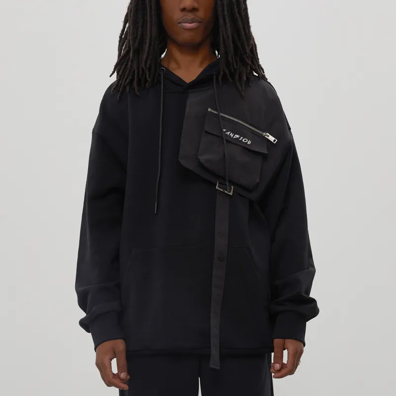 FANBIOU Hooded Loose Fit Sweatshirt Unisex Black-2