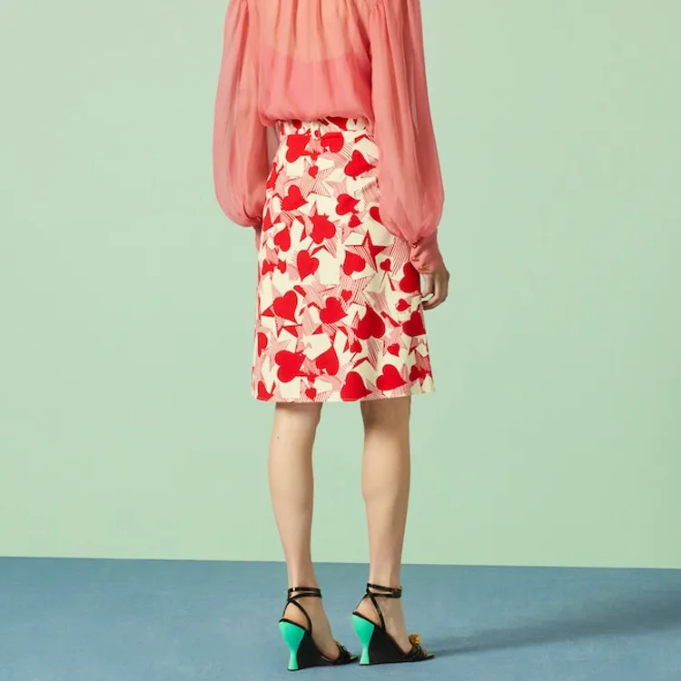 GUCCI Valentine's Day Collection FW23 Casual Long Skirt Women's Red-2