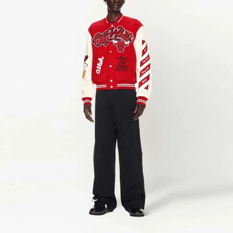 OFF WHITE C/O Chicago Bulls Varsity Jacket-1