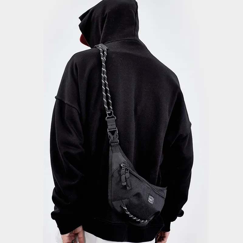 MYEDITION Crescent Bag Shoulder Bag Crossbody Bag Sling Bag Nylon Fabric Black Unisex-6