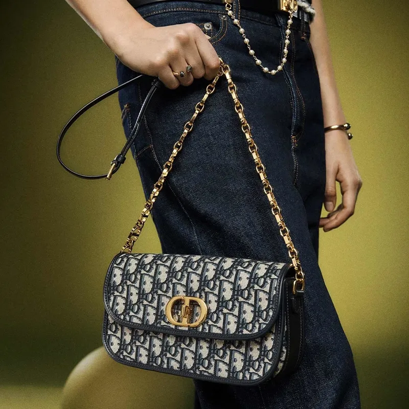 DIOR 30 Montaigne Fabric Shoulder Bag Crossbody Bag Regular Women's Blue-6