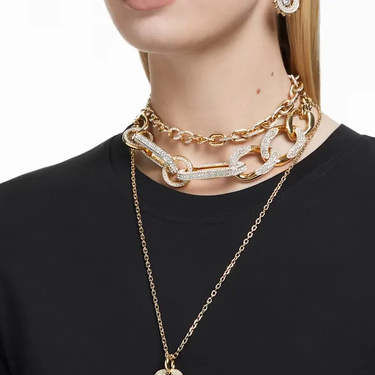 Swarovski Faux Crystal Necklaces Women's Gold-4