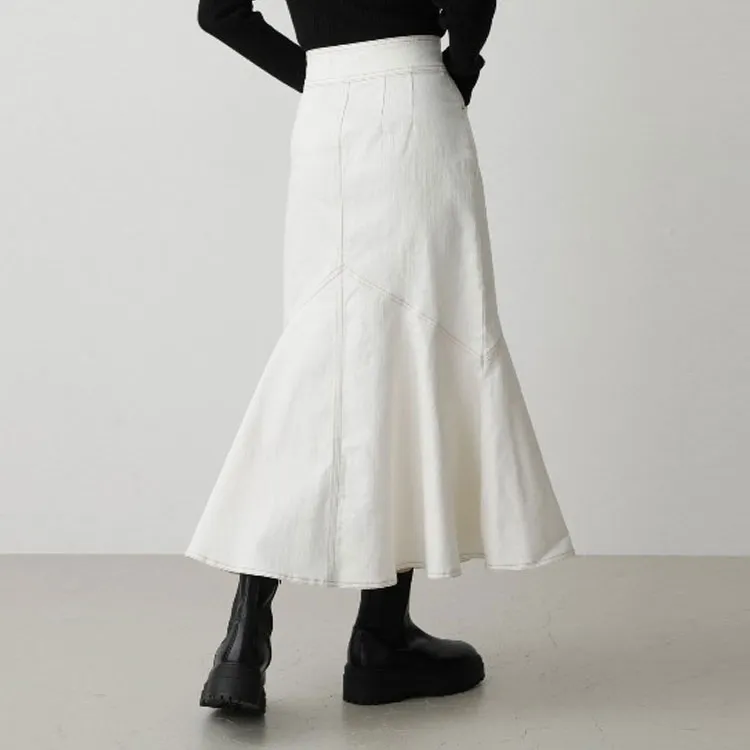 MOUSSY Denim Long Skirts Women's Ecru-2