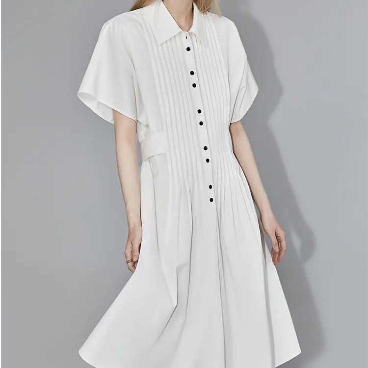 ELLE Short Sleeved Dresses Women's White-0