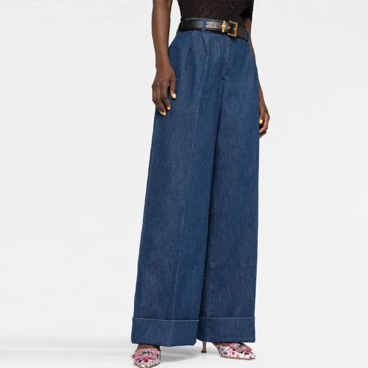 GUCCI Logo Patch Wide Leg Jeans-4