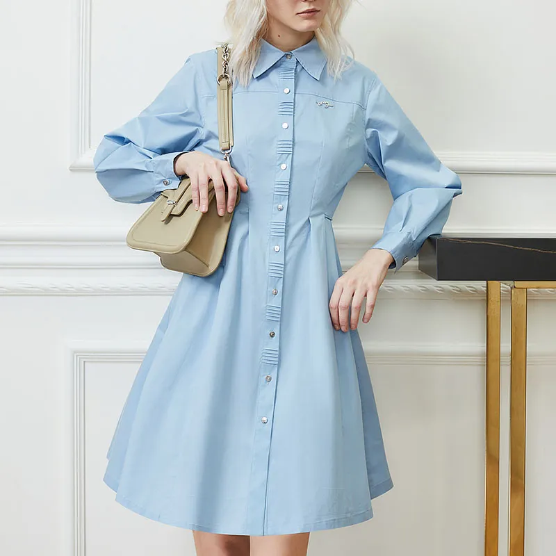 DKNY Long-Sleeved Dresses Women's Light Blue-2