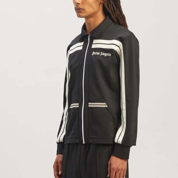 PALM ANGELS Logo print Panelled Zip up Jacket-4