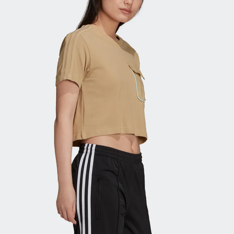 Adidas Originals Crop Tops Women's Khaki-3