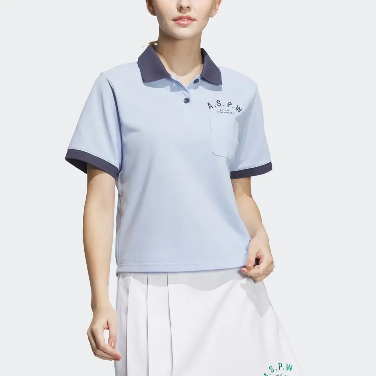Adidas Polo Shirts Women's Light Pink Blue-1