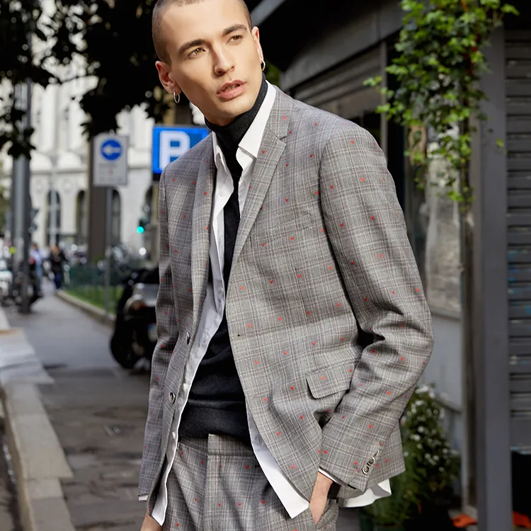 DAVID NAMAN Business Suits Coats Men's Gray-4