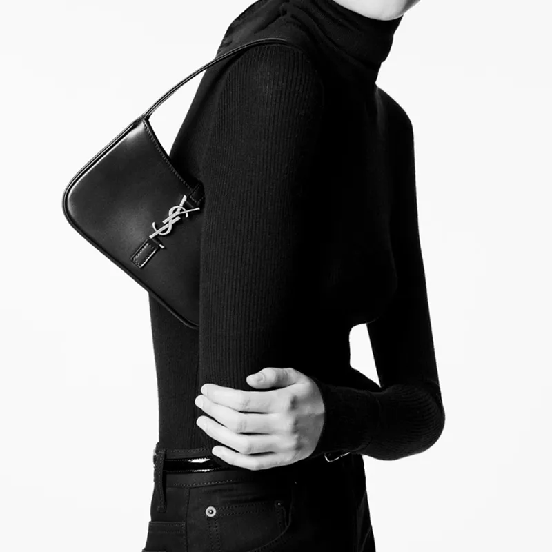 SAINT LAURENT LE5A7 Shiny Cow Leather Shoulder Bag Handbag Shoulder Bag Women's Black-5