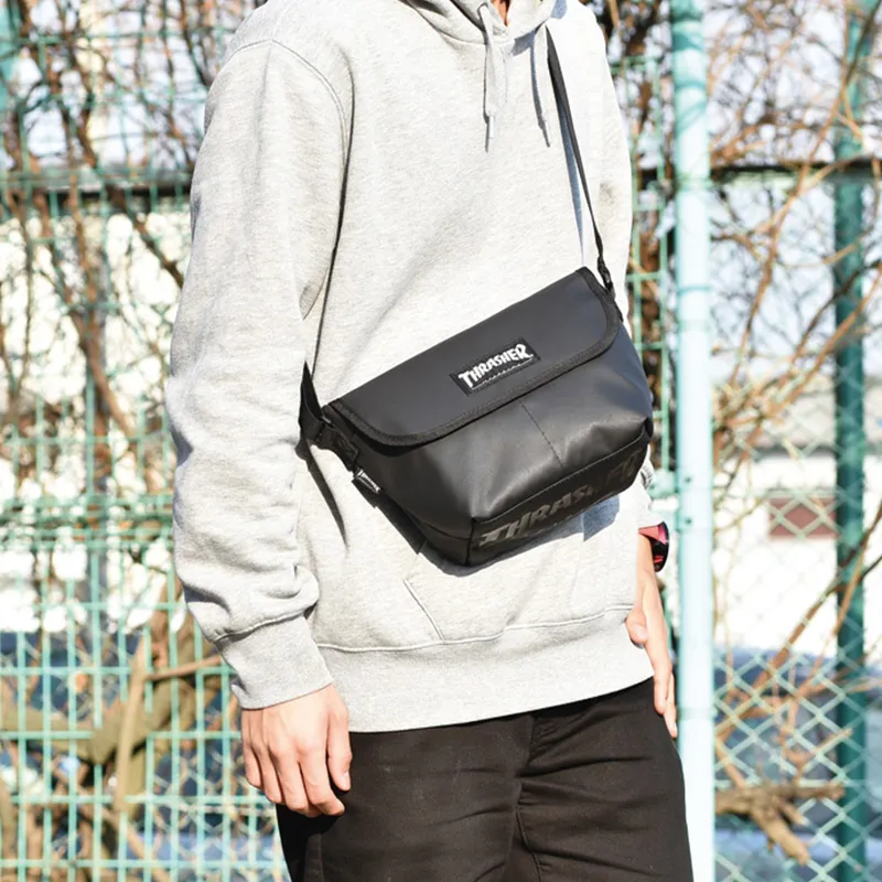 Thrasher Polyester With Polyurethane Shoulder Bag, Crossbody Bag Regular Unisex Black-1