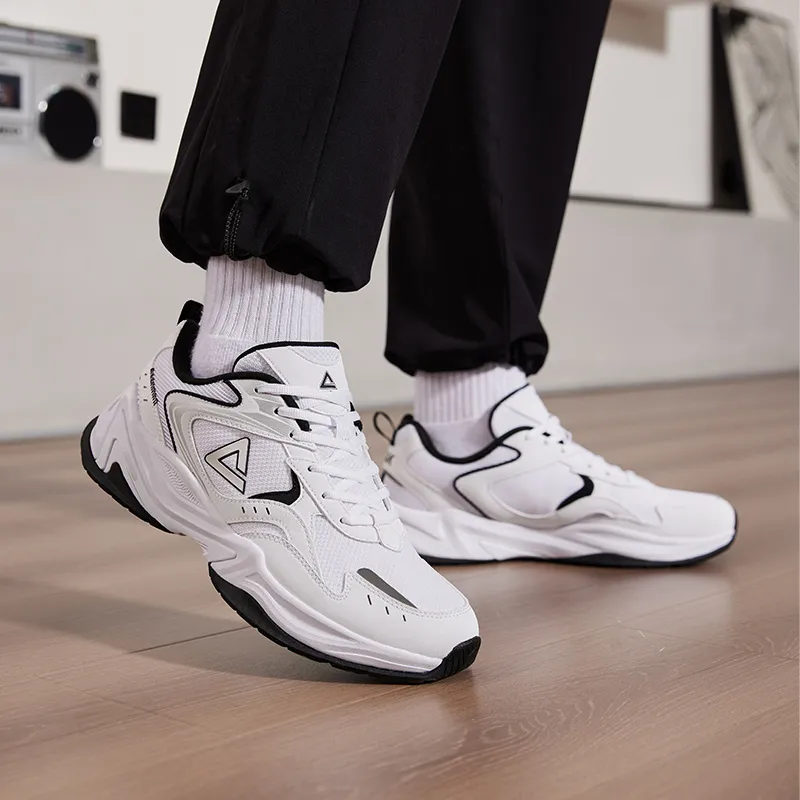 PEAK State Pole Source Back Casual Shoes Men Low Top All White/Black-4