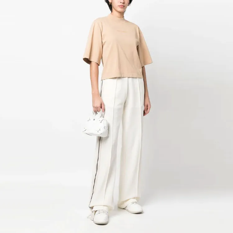 PALM ANGELS Gd Reversed Logo Cropped Tee Beige-1