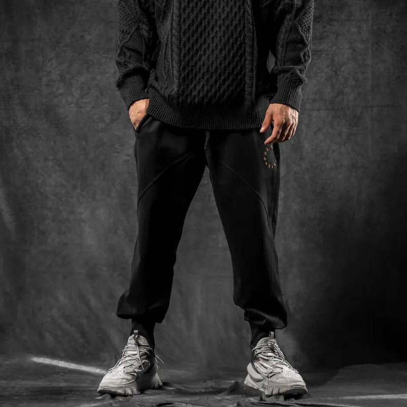 LUJIAMEN Knitted Sports Pants Men's Black-2