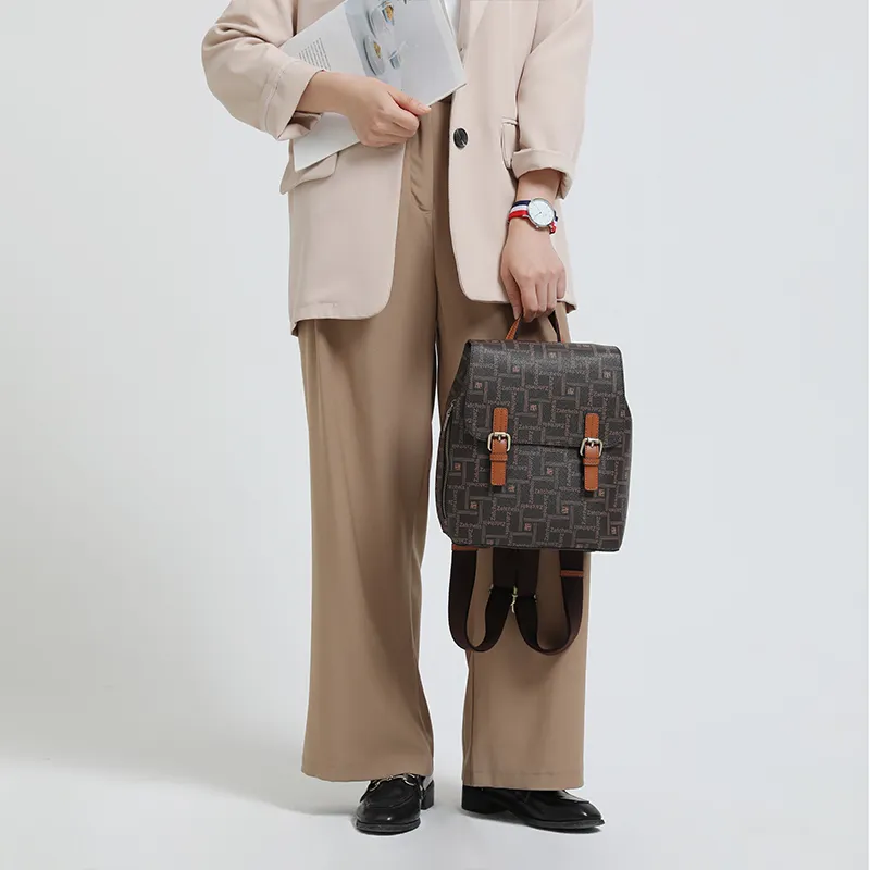 Zatchels Backpacks Dark Brown Monogram Color-4
