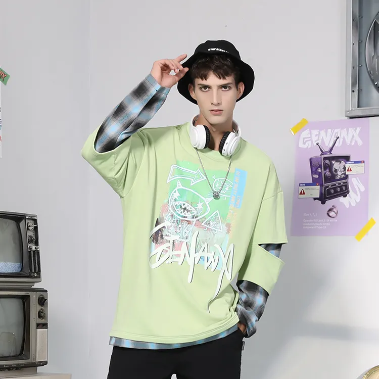 GENANX Crew Neck Loose Fit Regular Sweatshirt Unisex Green-2
