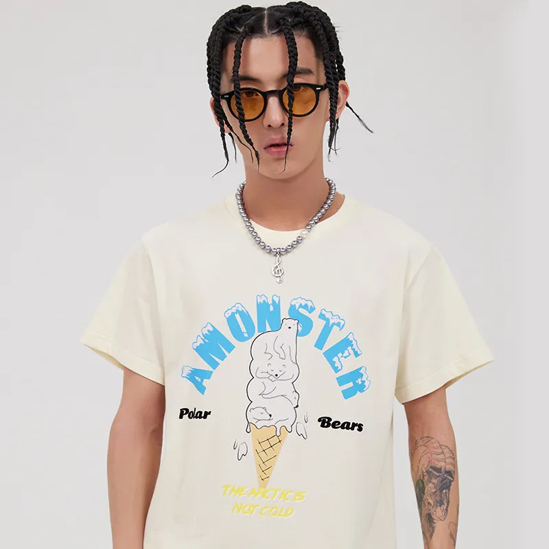 AMONSTER Straight T-Shirt Unisex Milk Tea Beige-4