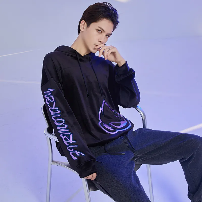 FireMonkey Hooded Loose Fit Regular Sweatshirt Unisex Black-6