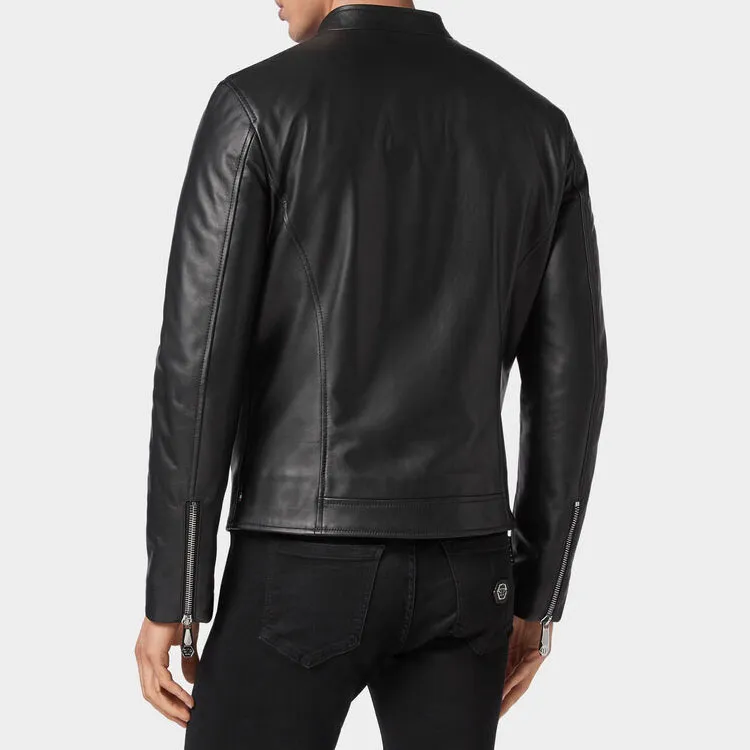 PHILIPP PLEIN Logo Zipped Biker Jacket-2