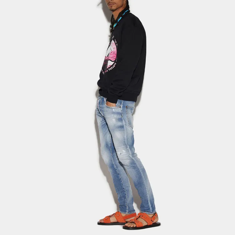 Dsquared2 Logo Patch Distressed Slim Fit Jeans-3