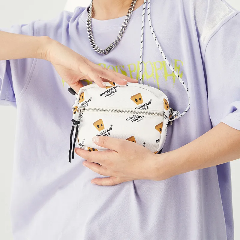 DANGEROUSPEOPLE All Over Print Coin Purse, Crossbody Bag Mini Unisex White/Black-1