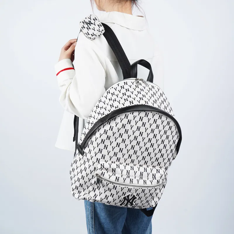 MLB New York Yankees Polyester Combo Bag Backpack Regular Unisex Black White-5