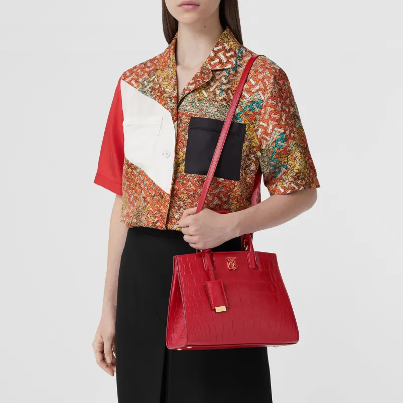 Burberry Frances Calfskin Tote Bag Shopping Bag Shoulder Bag Crossbody Bag Handbag Mini Women's Red-7