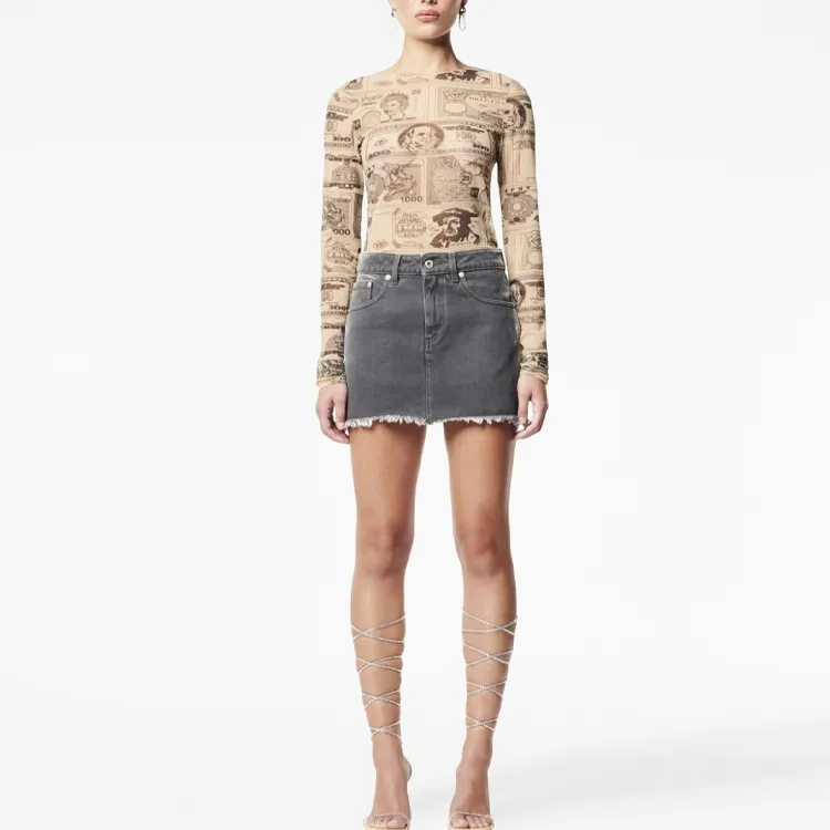 HERON PRESTON Hp Currencies Long-sleeve Mesh Top-2
