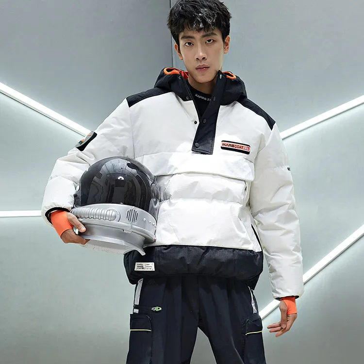 Kappa Colorblock Letter Hooded Down Jacket Unisex-6
