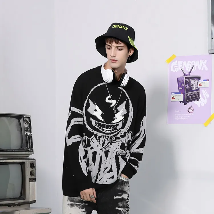 GENANX Sweaters Unisex Black-2