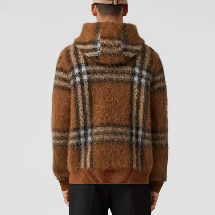 Burberry Exaggerated Check Wool Mohair Blend Hoodie-2