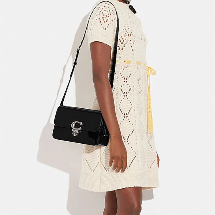 COACH Studio Cow Leather Small Square Bag, Crossbody Bag, Shoulder Bag Women's Black-3