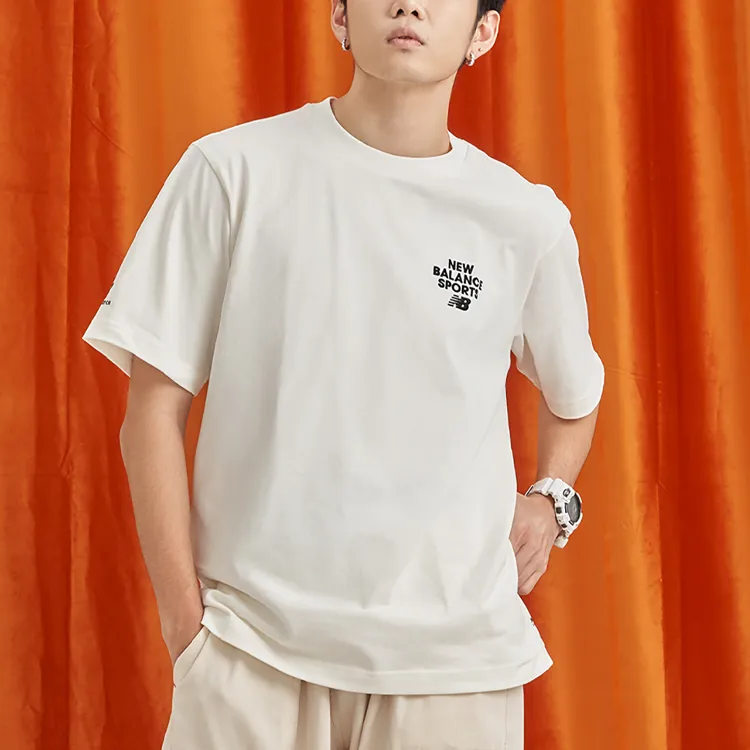 New Balance Drop Shoulder Sleeve T Shirt Unisex White-5
