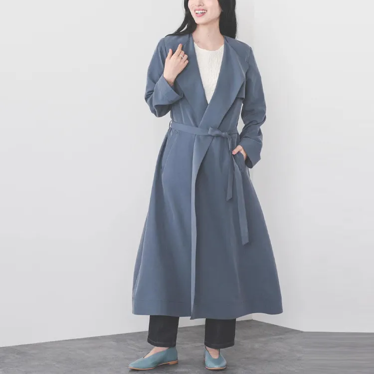 Beams Trench Coats Women's Marine Blue-2