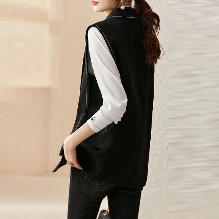 OUNIXUE Vests Women's Black-2