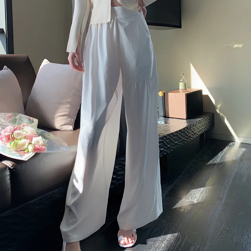 CLOUD SEASON Wide Leg Casual Pants Women's White-4