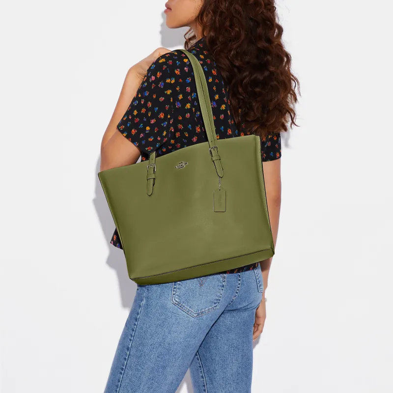COACH Mollie Double Sided Leather Tote Bag, Shopping Bag, Handbag, Shoulder Bag Tubas Women's Grass Green-3