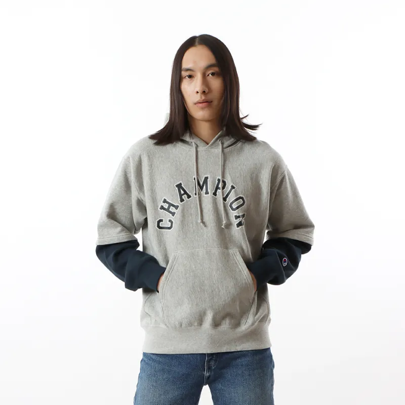 Champion Hooded Loose Fit Mock Two Piece Sweatshirt Spring And Autumn Japan Version Unisex-1