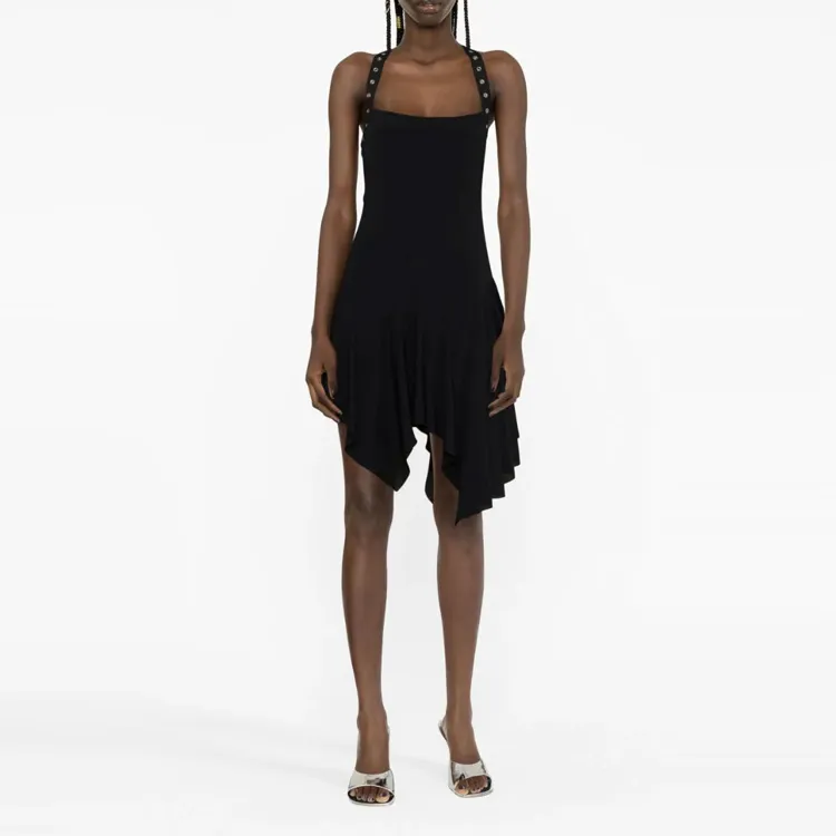 Blumarine Lace up Asymmetric Short Dress-2