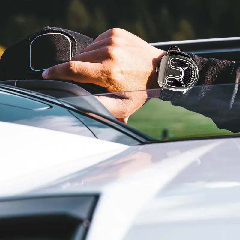 ATOWAK Supercar Wrist Watch Automatic Mechanical Movement Genuine Leather Strap 46.5*40.5*14mm Black Dial Men's Watches-7