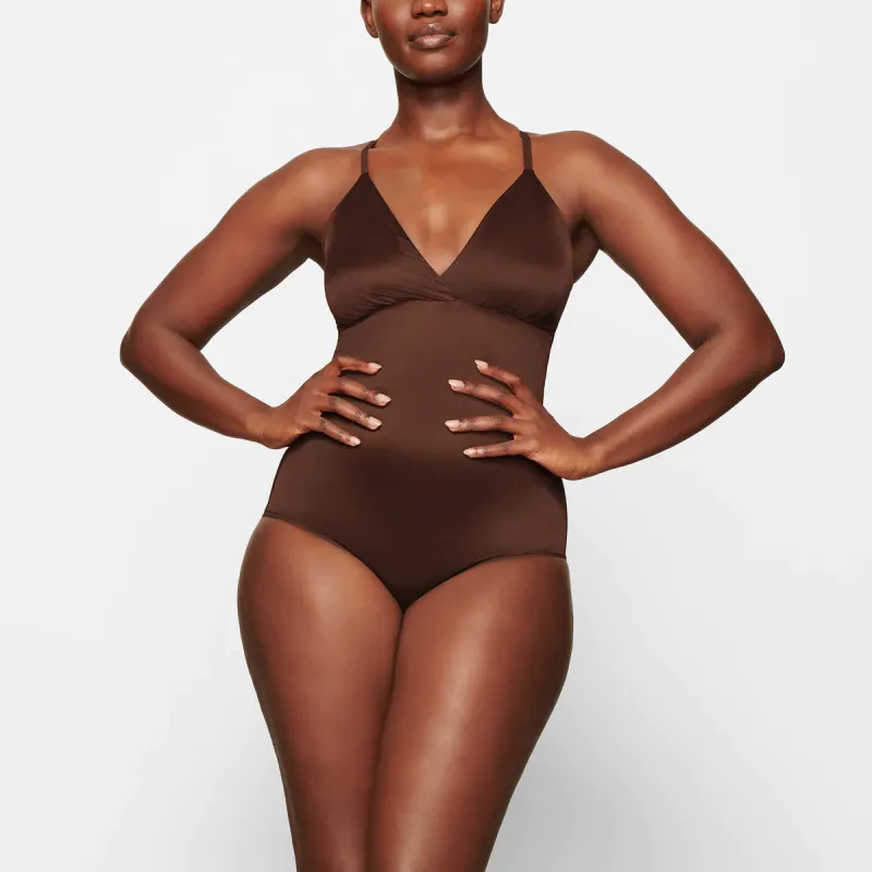 SKIMS BARELY THERE BODYSUIT BRIEF W/SNAPS Bodysuits Women's Coffee COCOA-1