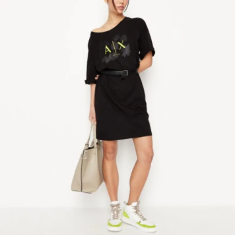 ARMANI EXCHANGE Short Sleeved Dresses Women's Black-4